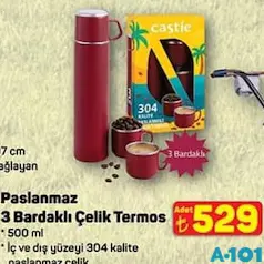 PASLANMAZ 3 BARDAKLI ÇELİK TERMOS indirimli fiyat PASLANMAZ 3 BARDAKLI ÇELİK TERMOS fiyat ve kampanya bilgisi